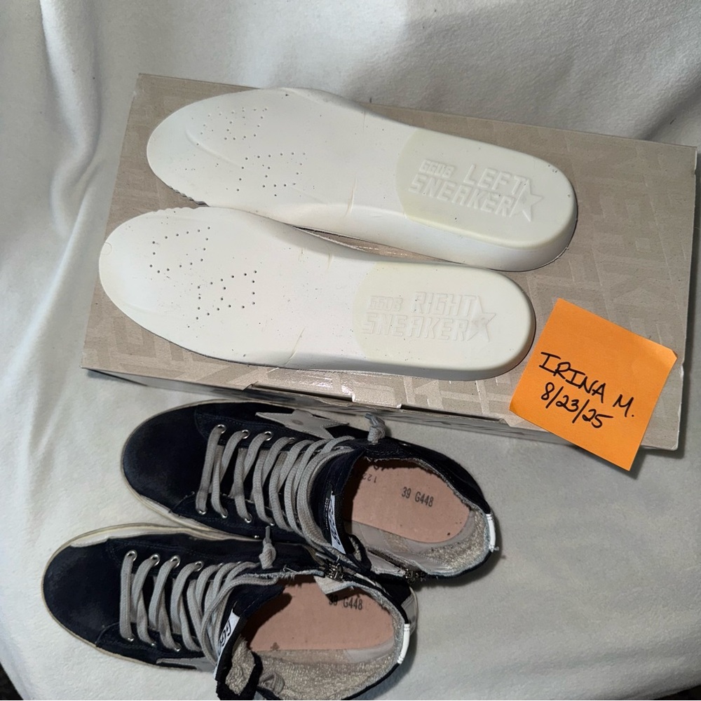NEW! GGDB GOLDEN GOOSE Navy Suede Francy Side-Zip Sneakers size 39 New in Box! - Picture 8 of 16
